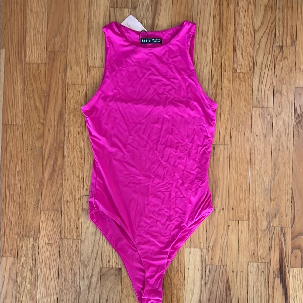 NWT! Shein bae hot pink high neck tank bodysuit XS